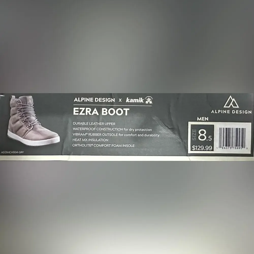ALPINE DESIGN X KAMIK EZRA WATERPROOF LEATHER BOOTS Men's Size 8.5 GREY‎ NEW